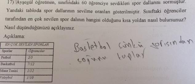 Tablo 6. Sayı duygusu bileşenleri yönünden doğru cevap yüzdeleri Maddeler ve Doğru Bileşene Ait Doğru Sayı Duyusu Bileşenleri Cevap Yüzdeleri Cevap Yüzdesi 1. %2.4 3. %15 4.