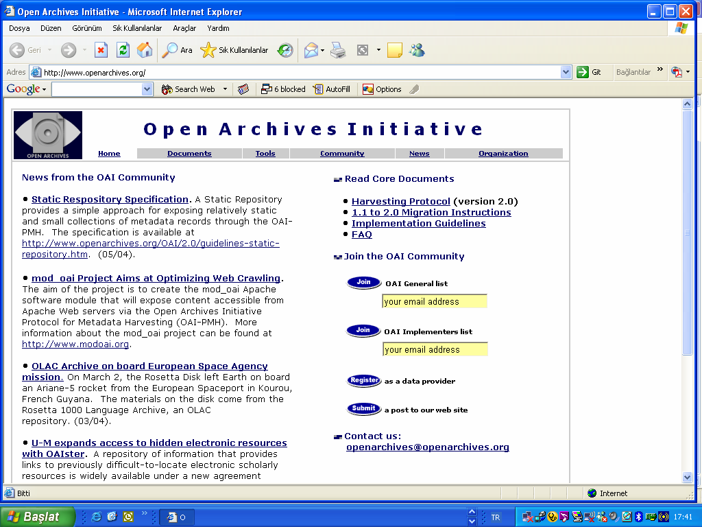 Açık Arşivler Girişimi 41.