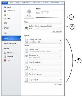 Hazırladığınız dokümanı yazdırmak için Dosya sekmesine tıklayın. Açılan seçeneklerden Yazdır seçeneğine tıklayın. Yazdırma işlemleriniz için gerekli ayarlamaları yapabileceğiniz bir pencere açılır.