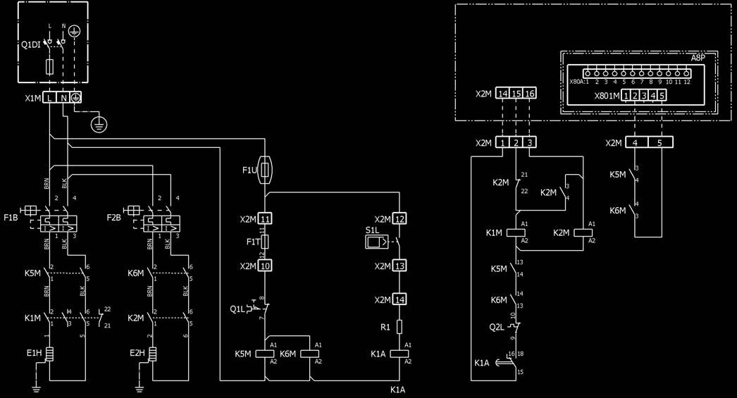 İç Ünite EKHVMYD-AB 5 Kablo diyagramları 5-1 Kablo Diyagramları - Monofaze EKBUH-AA6V3 3 Güç beslemesi ç ünite 1N~230V 50Hz Genel BUH ad m 1 (3kW) BUH ad m 2 (6kW) Opsiyon talep PCB 5 alter kutusu