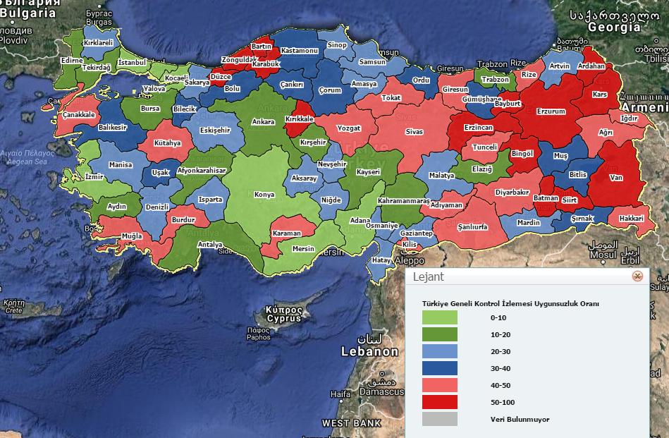 Türkiye Geneli İl Düzeyinde İçme-Kullanma Suyu Kontrol İzlemesi Uygunsuzluk