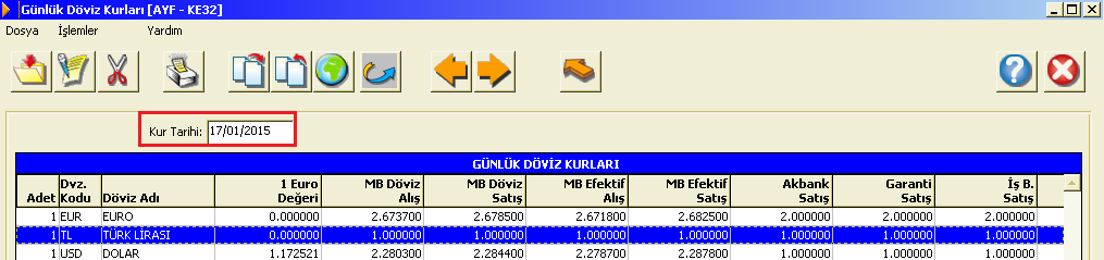 YENİLİK Tüm Uygulamalarda, Cuma günü saat 16:30 dan sonraki kurların Cumartesi ve Pazar gününe kopyalanması için düzenleme yapılmıştır.