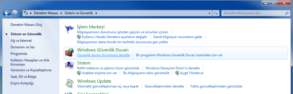 Kullanmadan Önce Hazırlık > Bir Belgenin PC deki bir Paylaşım Klasörüne Gönderilmek üzere Hazırlanması Windows Güvenlik Duvarı Yapılandırması Dosyaların ve yazıcıların paylaştırılması iznini verin ve