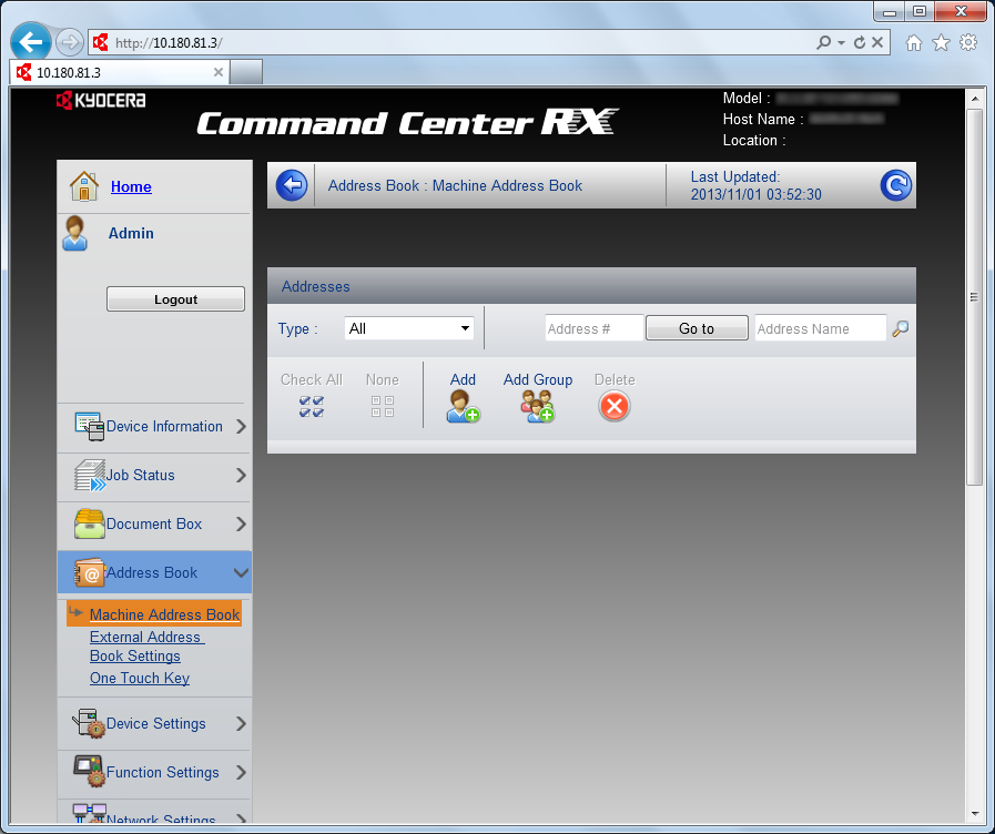 Makinenin Kurulması ve Ayarlanması > Command Center RX Hedeflerin Kaydedilmesi Hedefleri, Command Center RX den, makinenin Adres Rehberine kaydedebilirsiniz. Ekranı görüntüleyin.