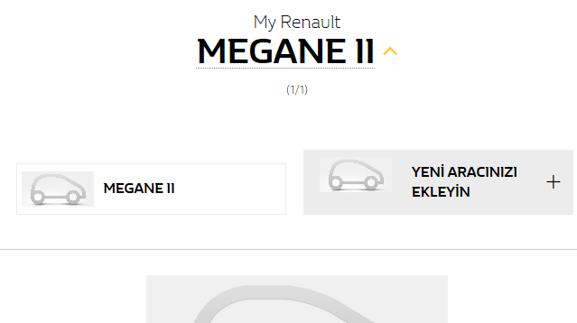 My Renault a ilk aracınızı girdikten sonra güncellenecek ana sayfanızdaki otomobil