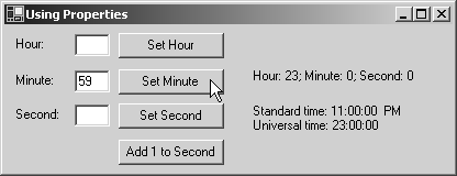 98 if ( time.second == 0 ) 99 { 100 time.minute = ( time.minute + 1 ) % 60; 101 102 if ( time.