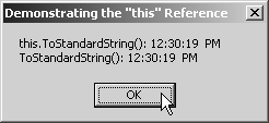 1 // Fig. 8.12: ThisTest.cs 2 // Using the this reference. 4 using System; 5 using System.Windows.