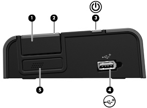 Sağ taraftaki bileşenler Bileşen Açıklama (1) Bağlan düğmesi Bilgisayarı sabitler ve serbest bırakır. Bilgisayarı sabitlemek için içe doğru kaydırın.