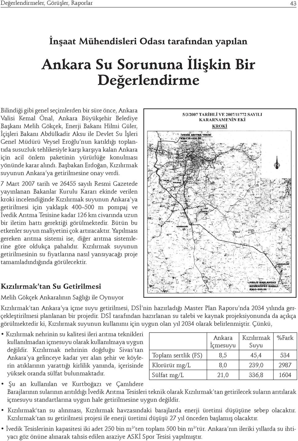 tehlikesiyle karşı karşıya kalan Ankara için acil önlem paketinin yürürlüğe konulması yönünde karar alındı. Başbakan Erdoğan, Kızılırmak suyunun Ankara ya getirilmesine onay verdi.