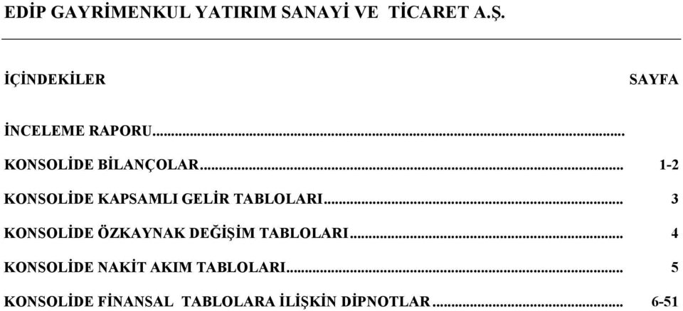 .. 1-2 KONSOLİDE KAPSAMLI GELİR TABLOLARI.