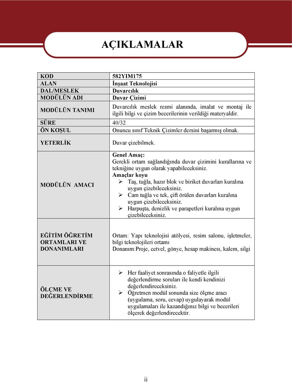 Genel Amaç: Gerekli ortam sağlandığında duvar çizimini kurallarına ve tekniğine uygun olarak yapabileceksiniz. Amaçlar koyu Taş, tuğla, hazır blok ve biriket duvarları kuralına uygun çizebileceksiniz.