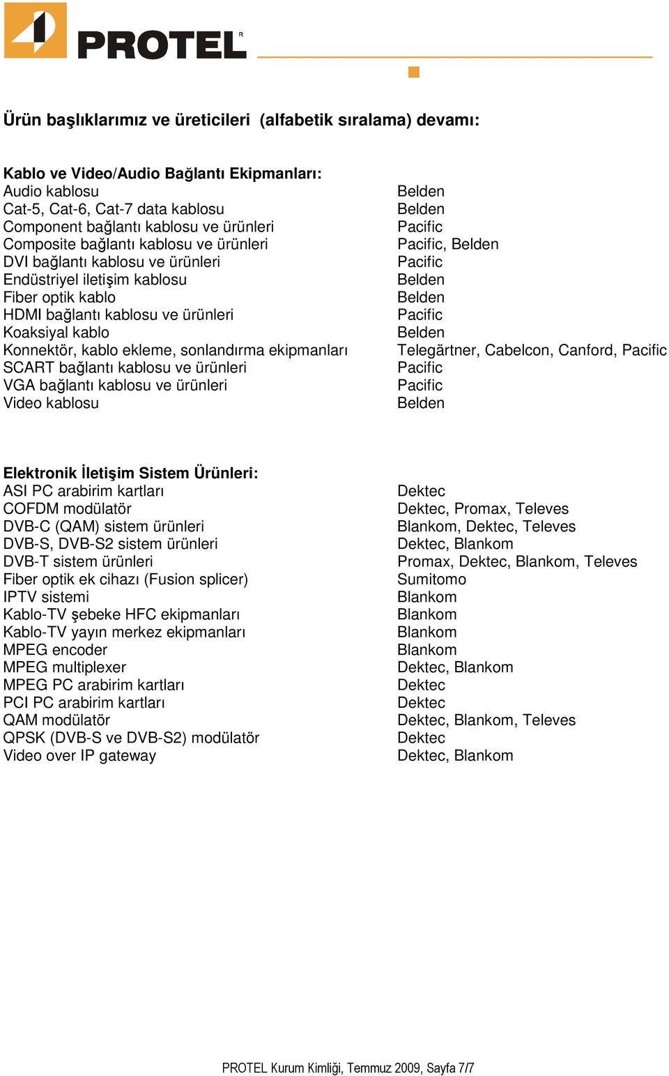 sonlandırma ekipmanları SCART bağlantı kablosu ve ürünleri VGA bağlantı kablosu ve ürünleri Video kablosu, Telegärtner, Cabelcon, Canford, Elektronik Đletişim Sistem Ürünleri: ASI PC arabirim