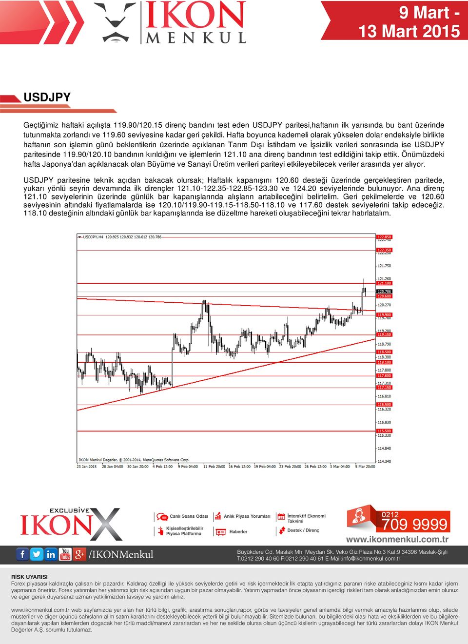 119.90/120.10 bandının kırıldığını ve işlemlerin 121.10 ana direnç bandının test edildiğini takip ettik.