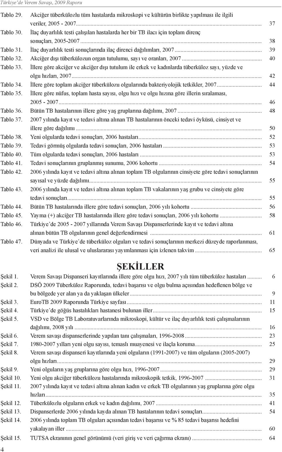 .. 39 Tablo 32. Akciğer dışı tüberkülozun organ tutulumu, sayı ve oranları, 2007... 40 Tablo 33.