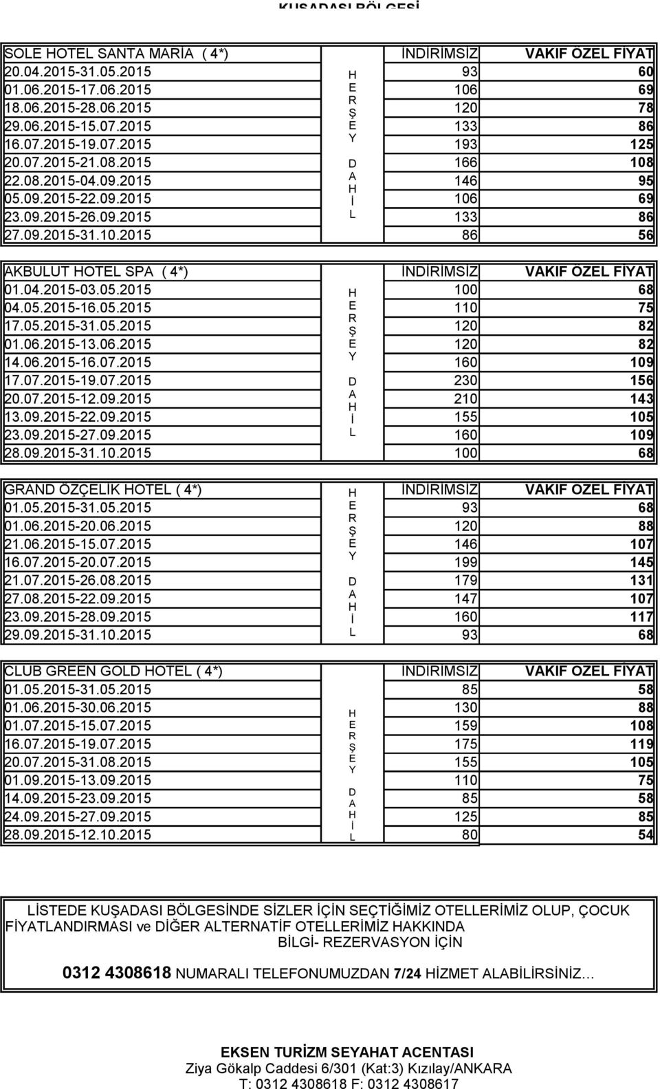 05.2015-16.05.2015 110 75 17.05.2015-31.05.2015 120 82 01.06.2015-13.06.2015 120 82 14.06.2015-16.07.2015 160 109 17.07.2015-19.07.2015 230 156 20.07.2015-12.09.2015 210 143 13.09.2015-22.09.2015 155 105 23.