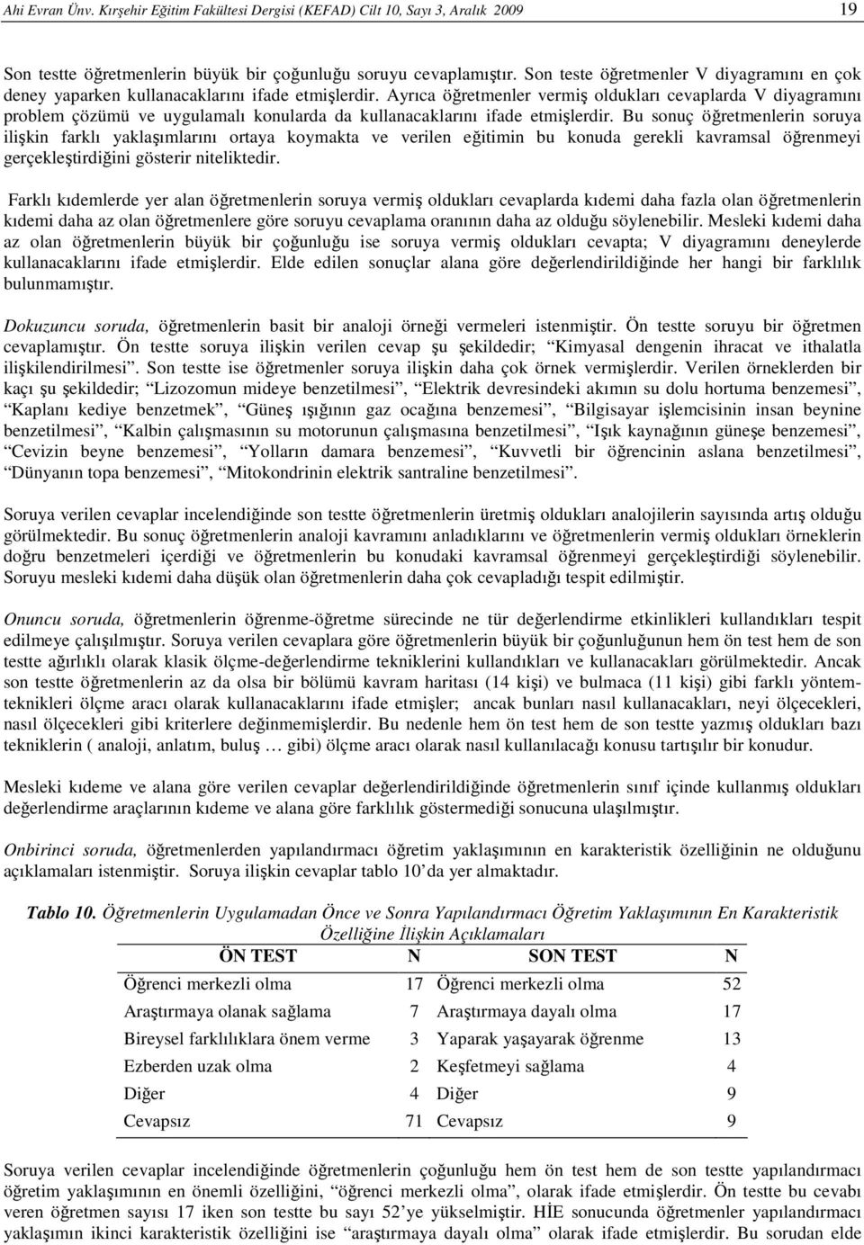 Ayrıca öğretmenler vermiş oldukları cevaplarda V diyagramını problem çözümü ve uygulamalı konularda da kullanacaklarını ifade etmişlerdir.