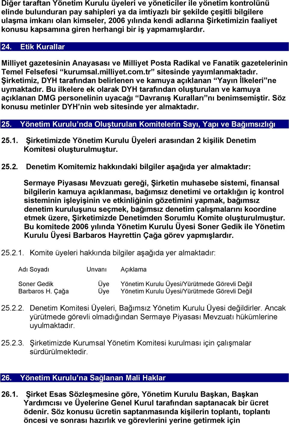 Etik Kurallar Milliyet gazetesinin Anayasası ve Milliyet Posta Radikal ve Fanatik gazetelerinin Temel Felsefesi kurumsal.milliyet.com.tr sitesinde yayımlanmaktadır.