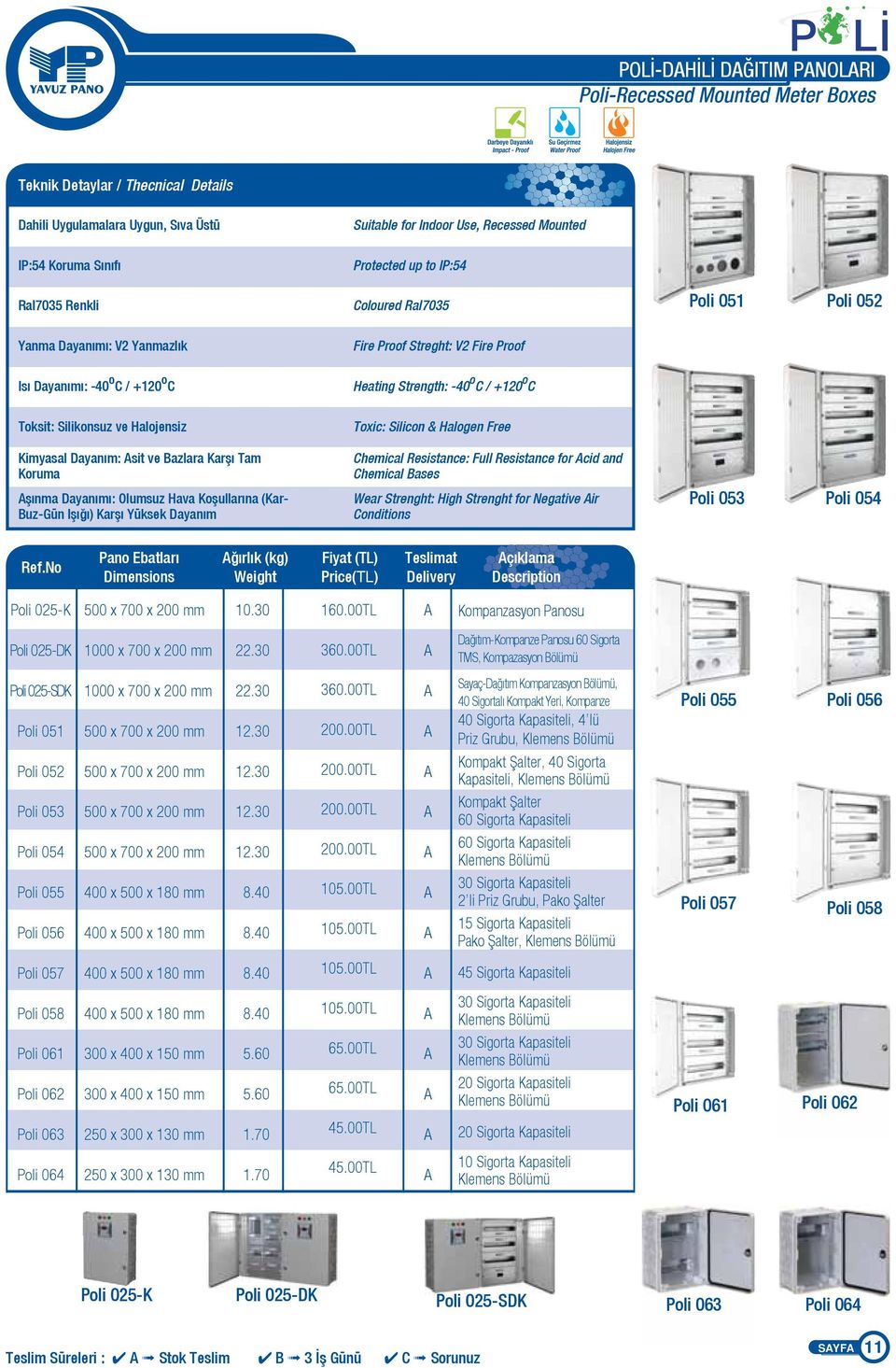 Toksit: Silikonsuz ve Halojensiz Toxic: Silicon & Halogen Free Kimyasal Dayanım: sit ve azlara Karşı Tam Koruma şınma Dayanımı: Olumsuz Hava Koşullarına (Kar- uz-gün Işığı) Karşı Yüksek Dayanım