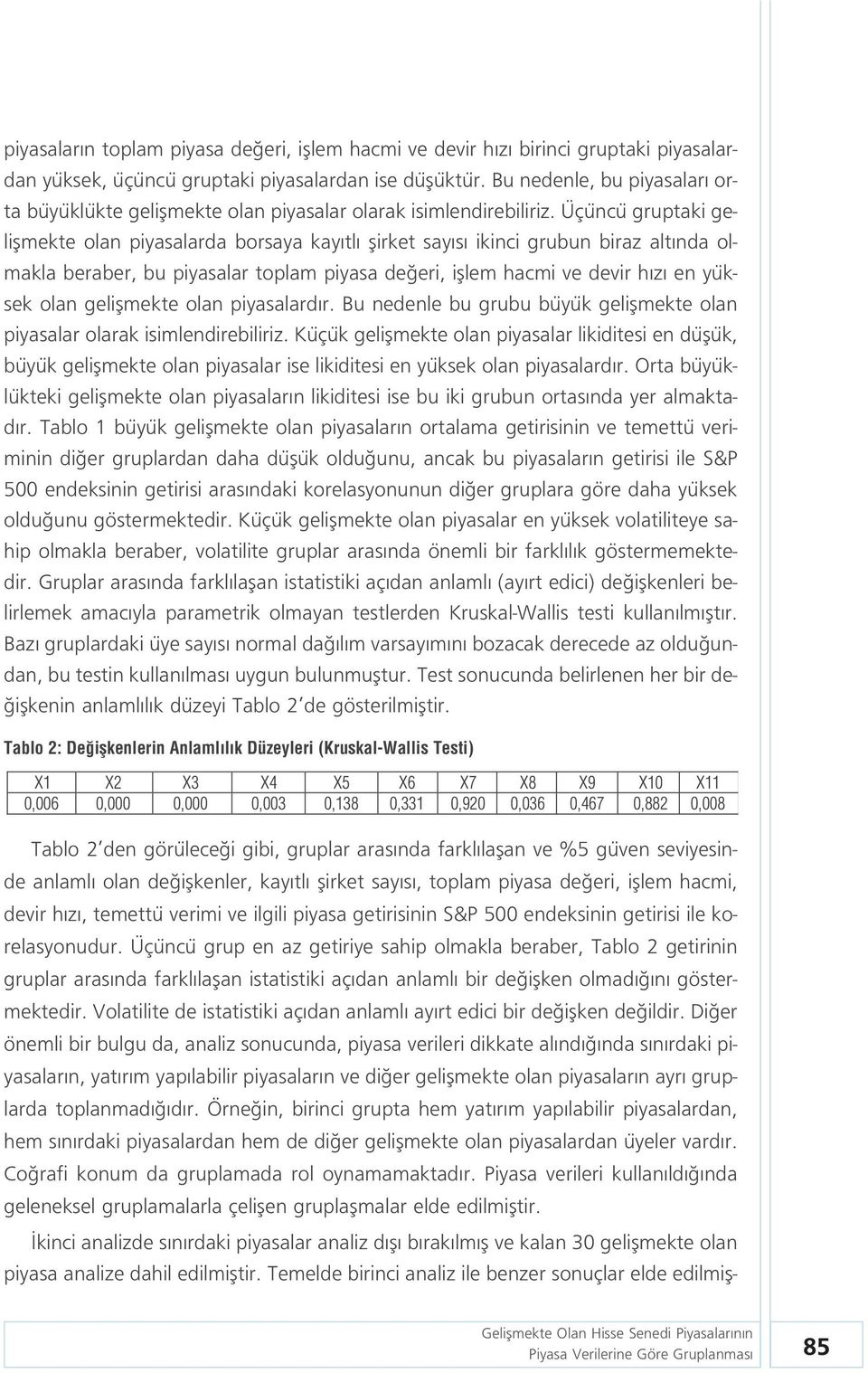 Üçüncü gruptaki geliflmekte olan piyasalarda borsaya kay tl flirket say s ikinci grubun biraz alt nda olmakla beraber, bu piyasalar toplam piyasa de eri, ifllem hacmi ve devir h z en yüksek olan