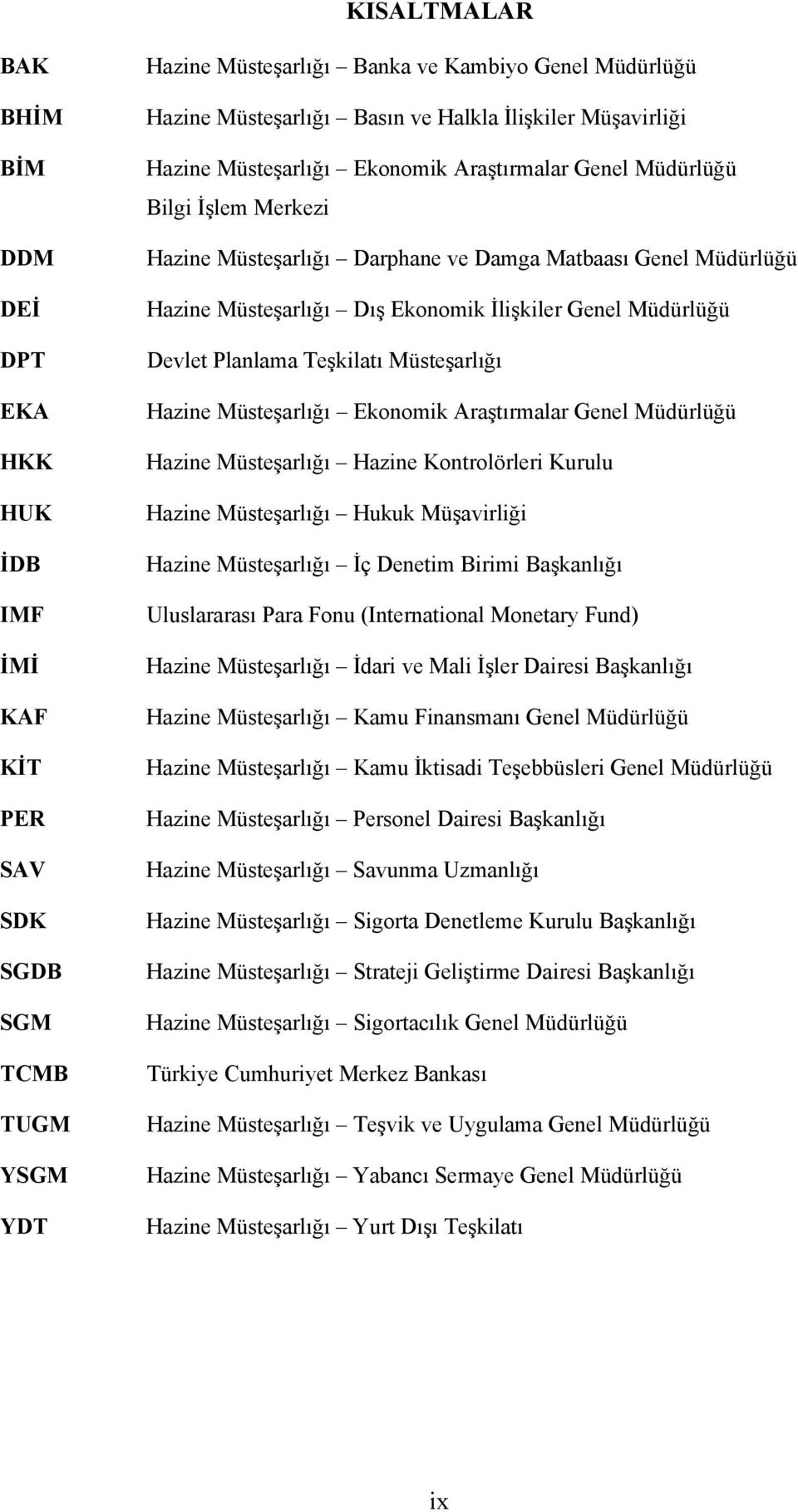 İlişkiler Genel Müdürlüğü Devlet Planlama Teşkilatı Müsteşarlığı Hazine Müsteşarlığı Ekonomik Araştırmalar Genel Müdürlüğü Hazine Müsteşarlığı Hazine Kontrolörleri Kurulu Hazine Müsteşarlığı Hukuk