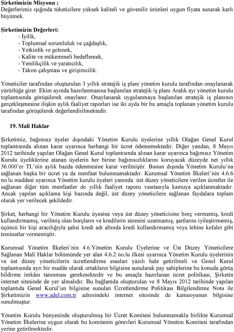 Yöneticiler tarafından oluşturulan 3 yıllık stratejik iş planı yönetim kurulu tarafından onaylanarak yürürlüğe girer.