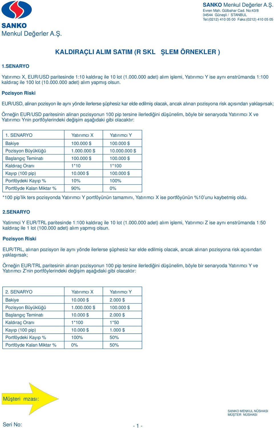 Pozisyon Riski EUR/USD, alinan pozisyon ile aynı yönde ilerlerse şüphesiz kar elde edilmiş olacak, ancak alınan pozisyona risk açısından yaklaşırsak; Örneğin EUR/USD paritesinin alinan pozisyonun 100