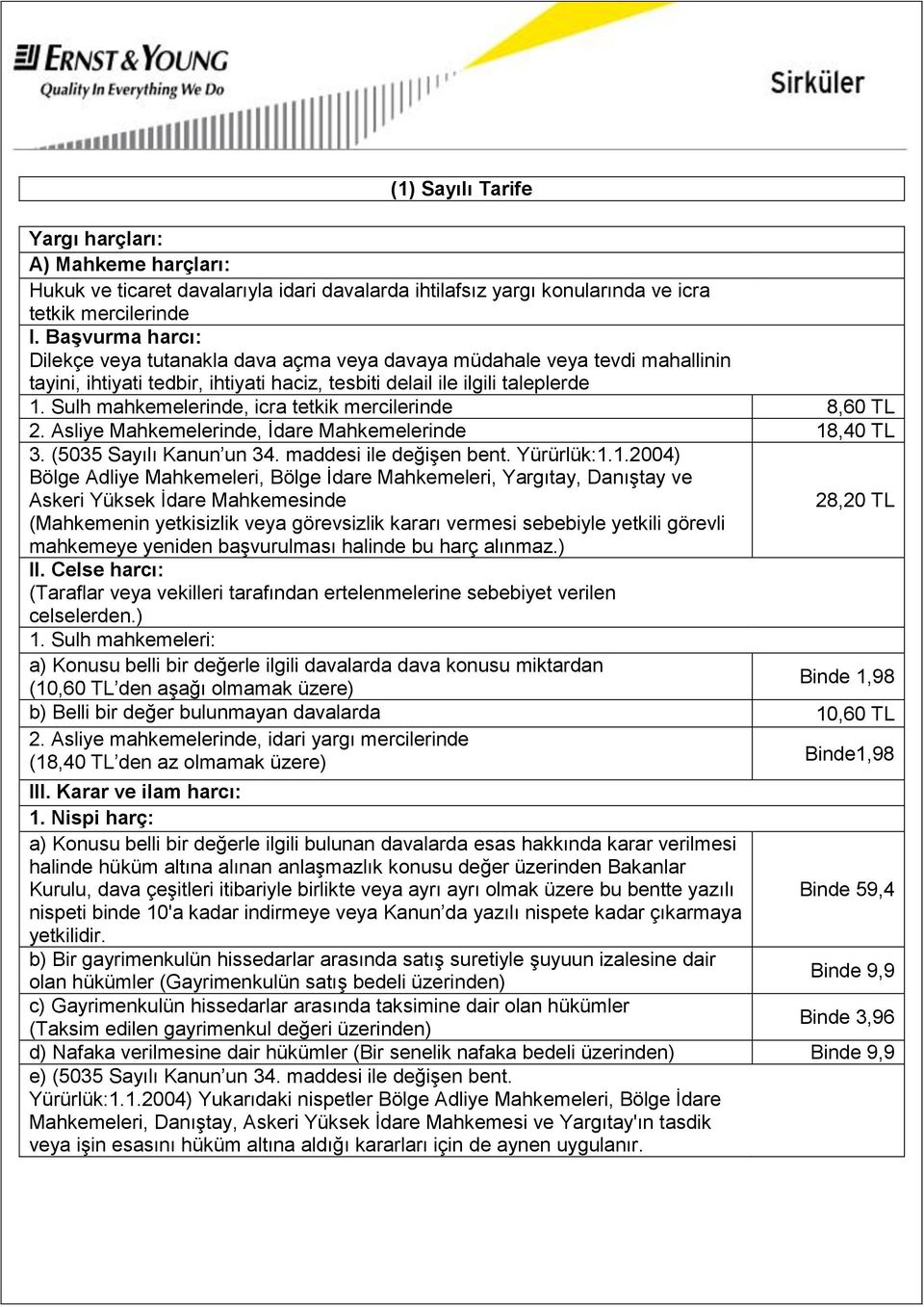 Sulh mahkemelerinde, icra tetkik mercilerinde 8,60 TL 2. Asliye Mahkemelerinde, İdare Mahkemelerinde 18