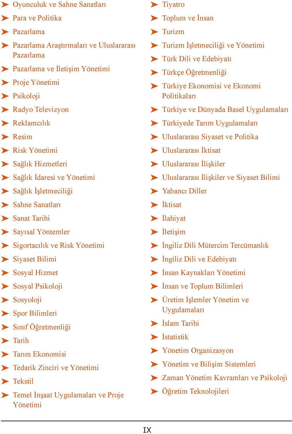 Risk Yönetimi ³ ³ Siyaset Bilimi ³ ³ Sosyal Hizmet ³ ³ Sosyal Psikoloji ³ ³ Sosyoloji ³ ³ Spor i ³ ³ Sınıf Öğretmenliği ³ ³ Tarih ³ ³ Tarım Ekonomisi ³ ³ Tedarik Zinciri ve Yönetimi ³ ³ Tekstil ³ ³