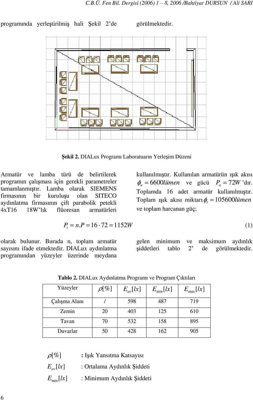 Lamba olarak SIEMENS firmas n n bir kurulu u olan SITECO ayd nlatma firmas n n çift parabolik petekli 4xT16 18W l k flüoresan armatürleri kullan lm t r.