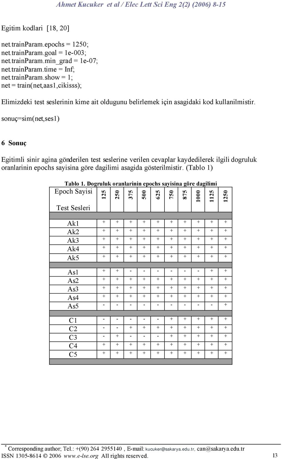 (Tablo 1) Tablo 1.