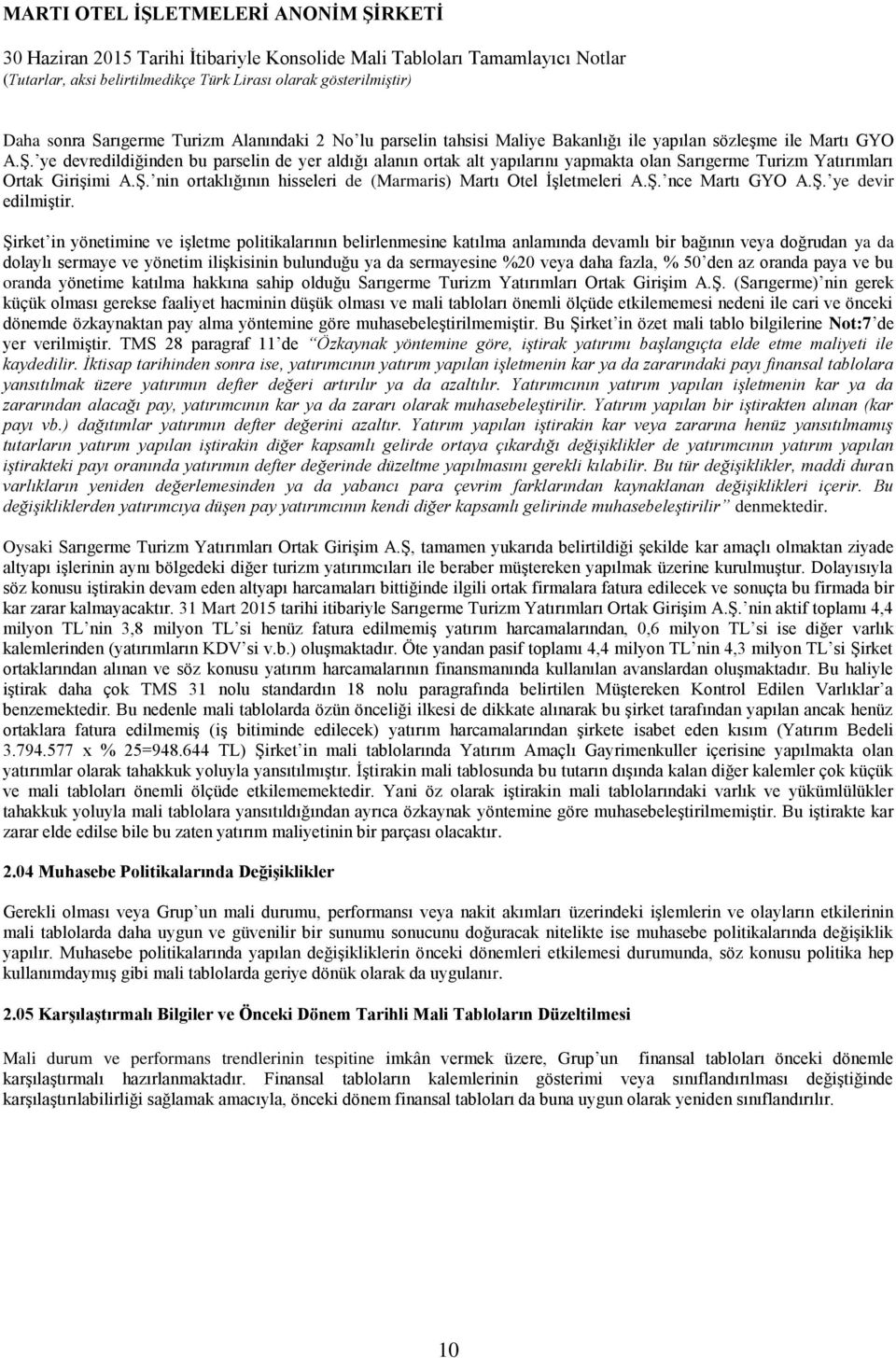 nin ortaklığının hisseleri de (Marmaris) Martı Otel İşletmeleri A.Ş. nce Martı GYO A.Ş. ye devir edilmiştir.