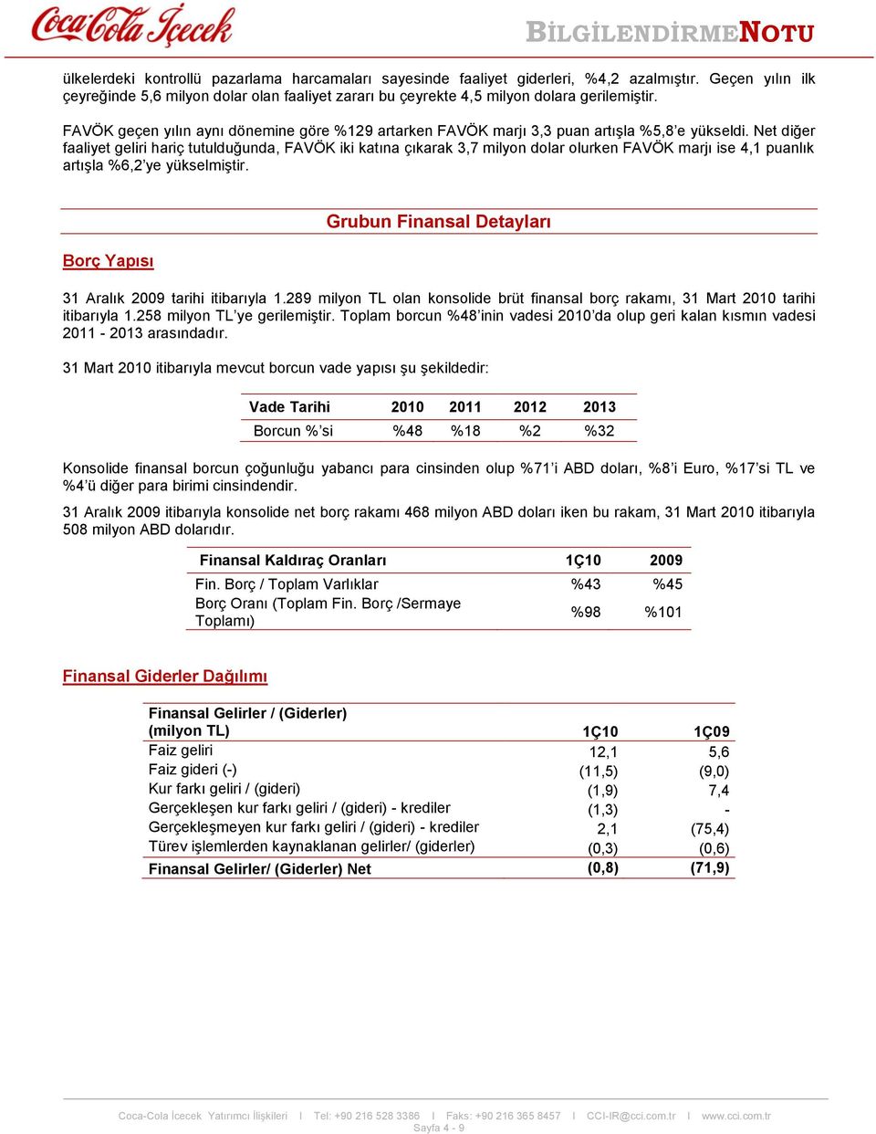 Net diğer faaliyet geliri hariç tutulduğunda, FAVÖK iki katına çıkarak 3,7 milyon dolar olurken FAVÖK marjı ise 4,1 puanlık artışla %6,2 ye yükselmiştir.