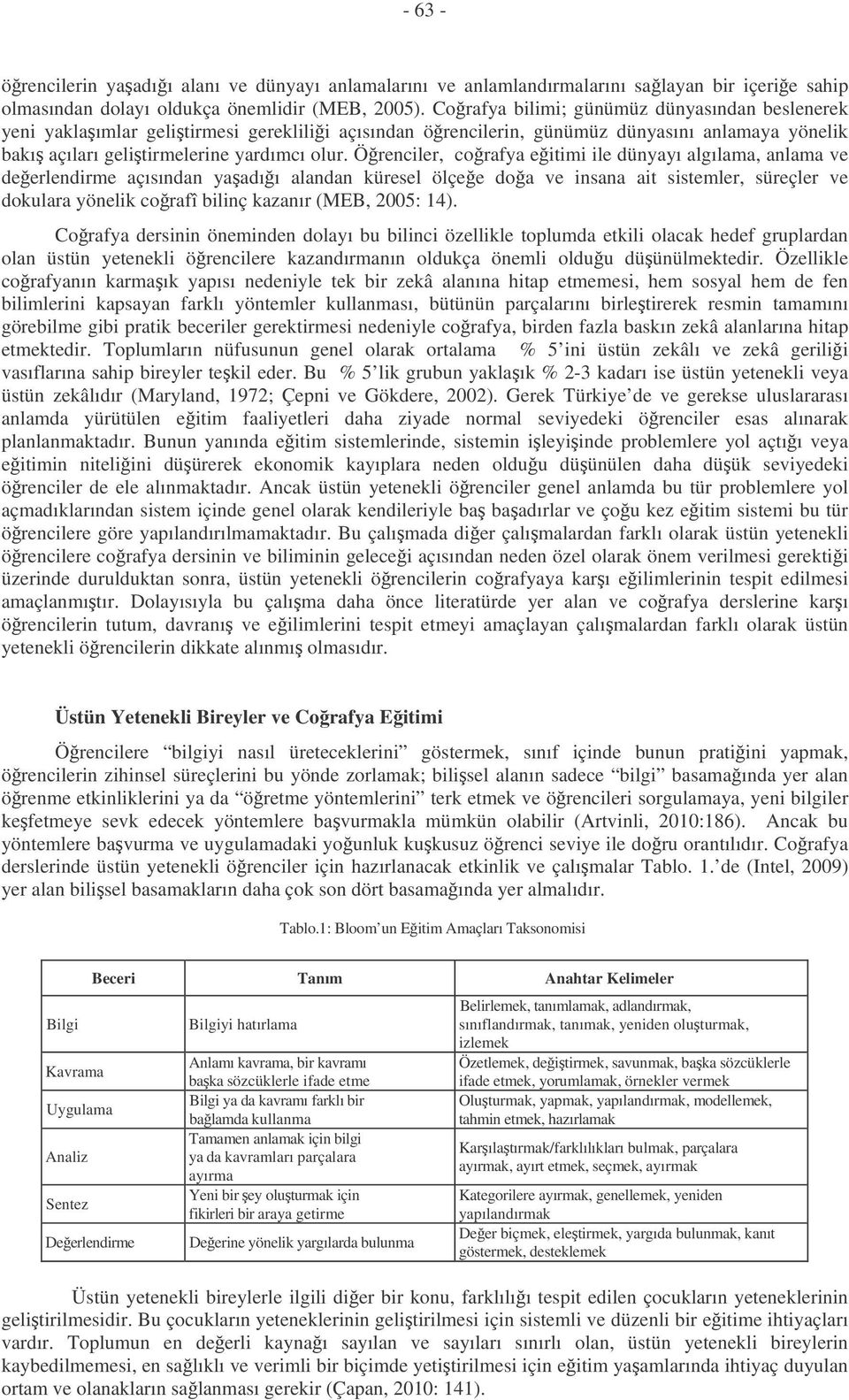 Örenciler, corafya eitimi ile dünyayı algılama, anlama ve deerlendirme açısından yaadıı alandan küresel ölçee doa ve insana ait sistemler, süreçler ve dokulara yönelik corafî bilinç kazanır (MEB,