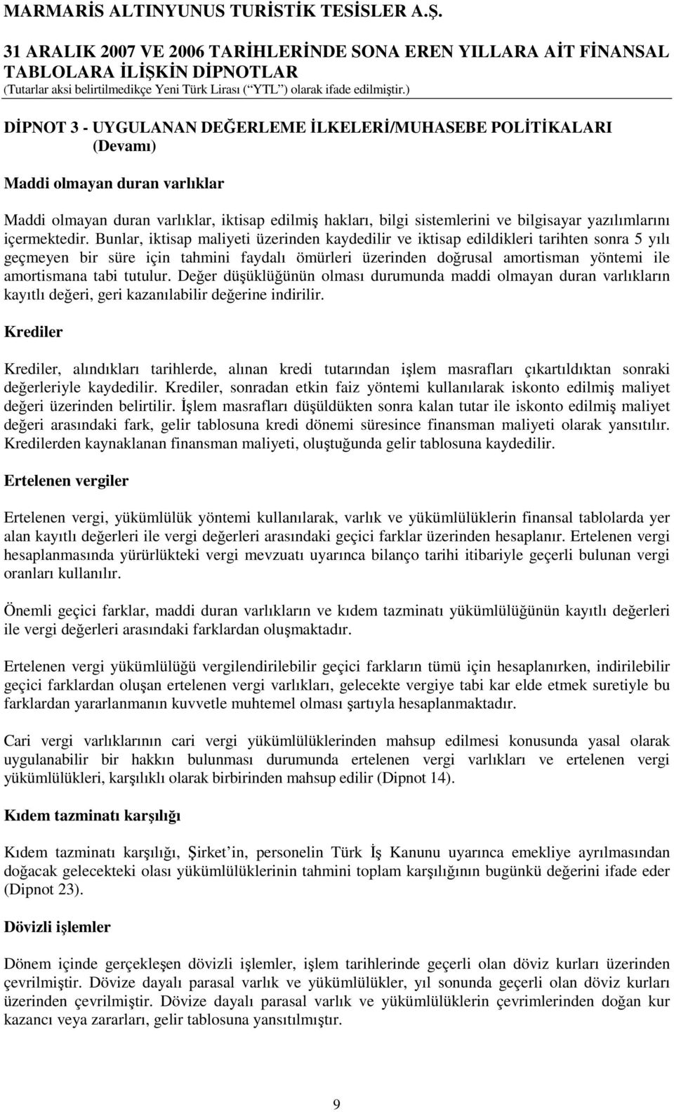 Bunlar, iktisap maliyeti üzerinden kaydedilir ve iktisap edildikleri tarihten sonra 5 yılı geçmeyen bir süre için tahmini faydalı ömürleri üzerinden doğrusal amortisman yöntemi ile amortismana tabi