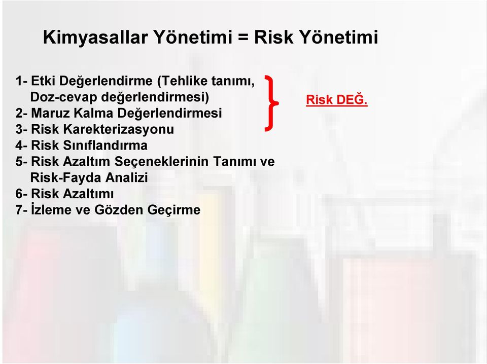 Karekterizasyonu 4- Risk Sınıflandırma 5- Risk Azaltım Seçeneklerinin