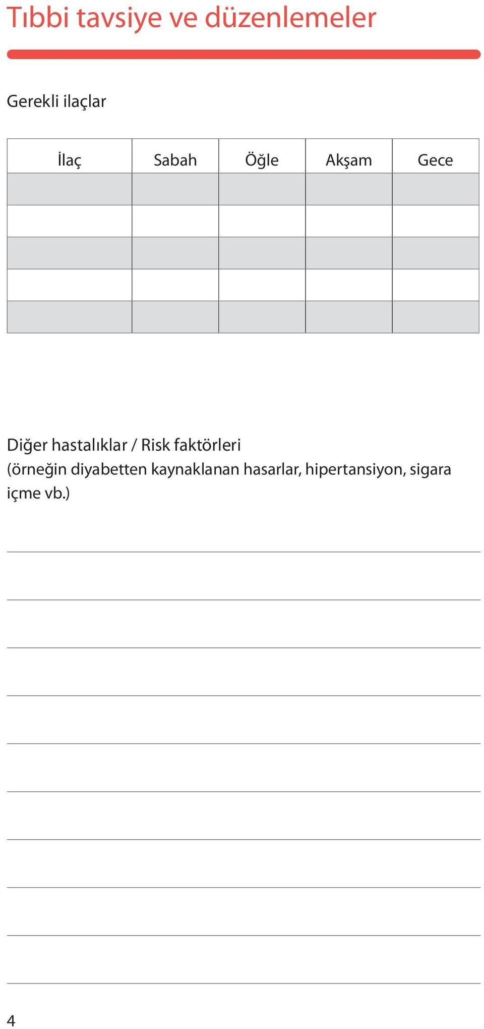 / Risk faktörleri (örneğin diyabetten