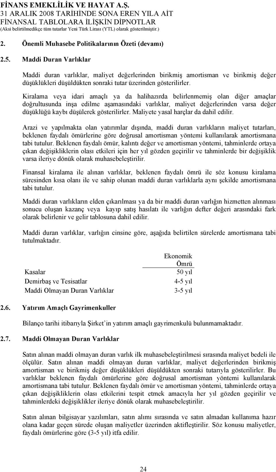 Kiralama veya idari amaçlı ya da halihazırda belirlenmemiş olan diğer amaçlar doğrultusunda inşa edilme aşamasındaki varlıklar, maliyet değerlerinden varsa değer düşüklüğü kaybı düşülerek