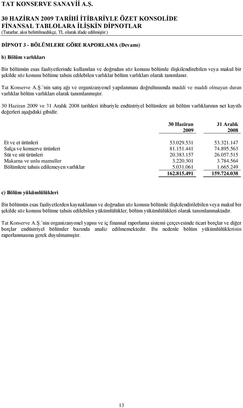 nin satıģ ağı ve organizasyonel yapılanması doğrultusunda maddi ve maddi olmayan duran varlıklar bölüm varlıkları olarak tanımlanmıģtır.