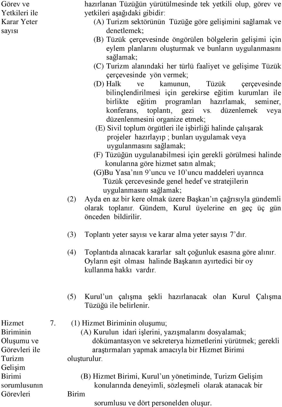 çerçevesinde yön vermek; (D) Halk ve kamunun, Tüzük çerçevesinde bilinçlendirilmesi için gerekirse eğitim kurumları ile birlikte eğitim programları hazırlamak, seminer, konferans, toplantı, gezi vs.