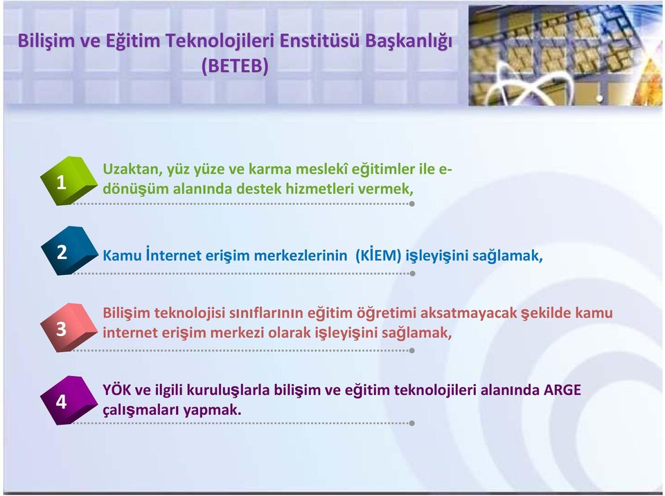 işleyişini sağlamak, 3 Bilişim teknolojisi sınıflarının eğitim öğretimi aksatmayacak şekilde kamu internet erişim