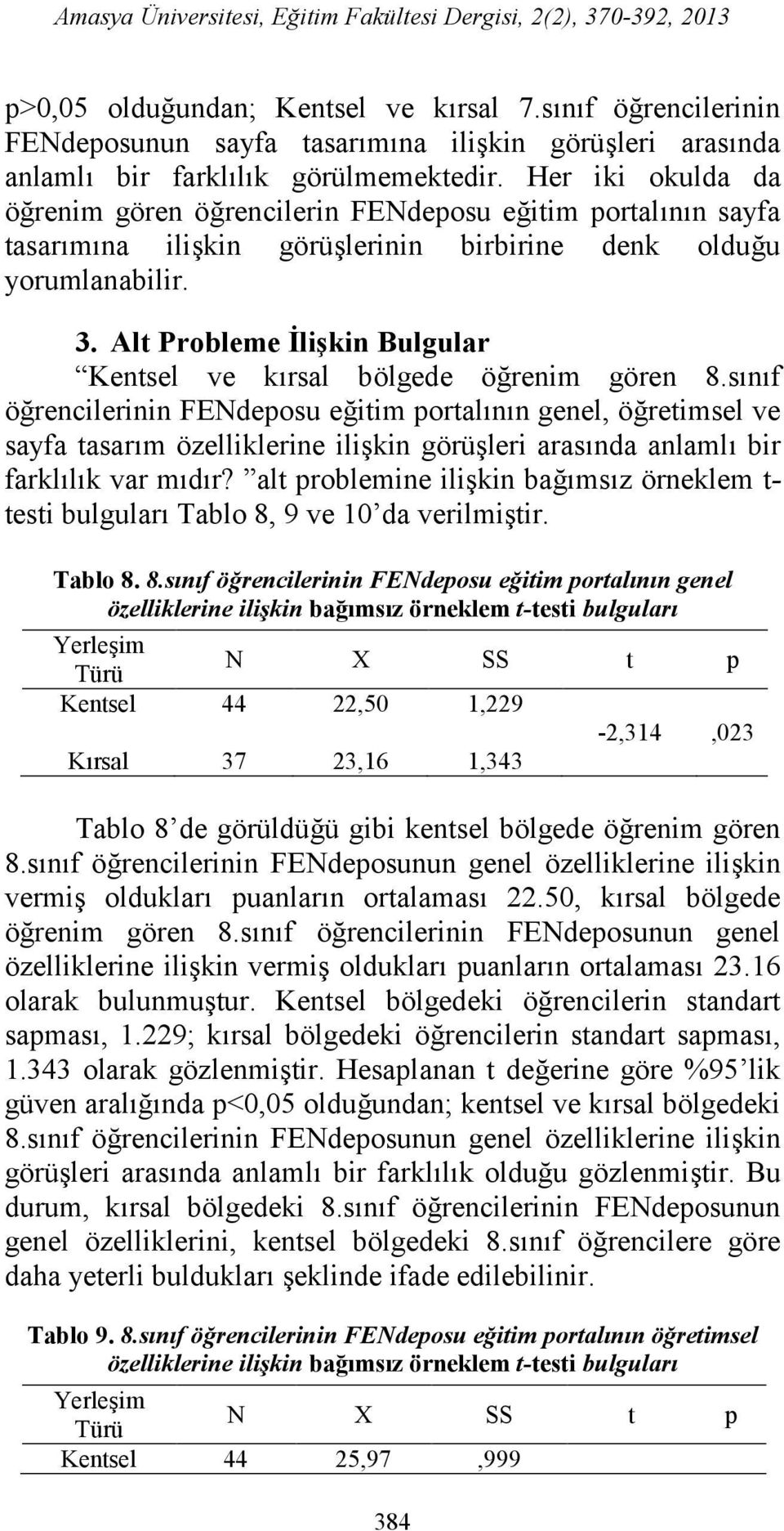 Her iki okulda da öğrenim gören öğrencilerin FENdeposu eğitim portalının sayfa tasarımına ilişkin görüşlerinin birbirine denk olduğu yorumlanabilir. 3.