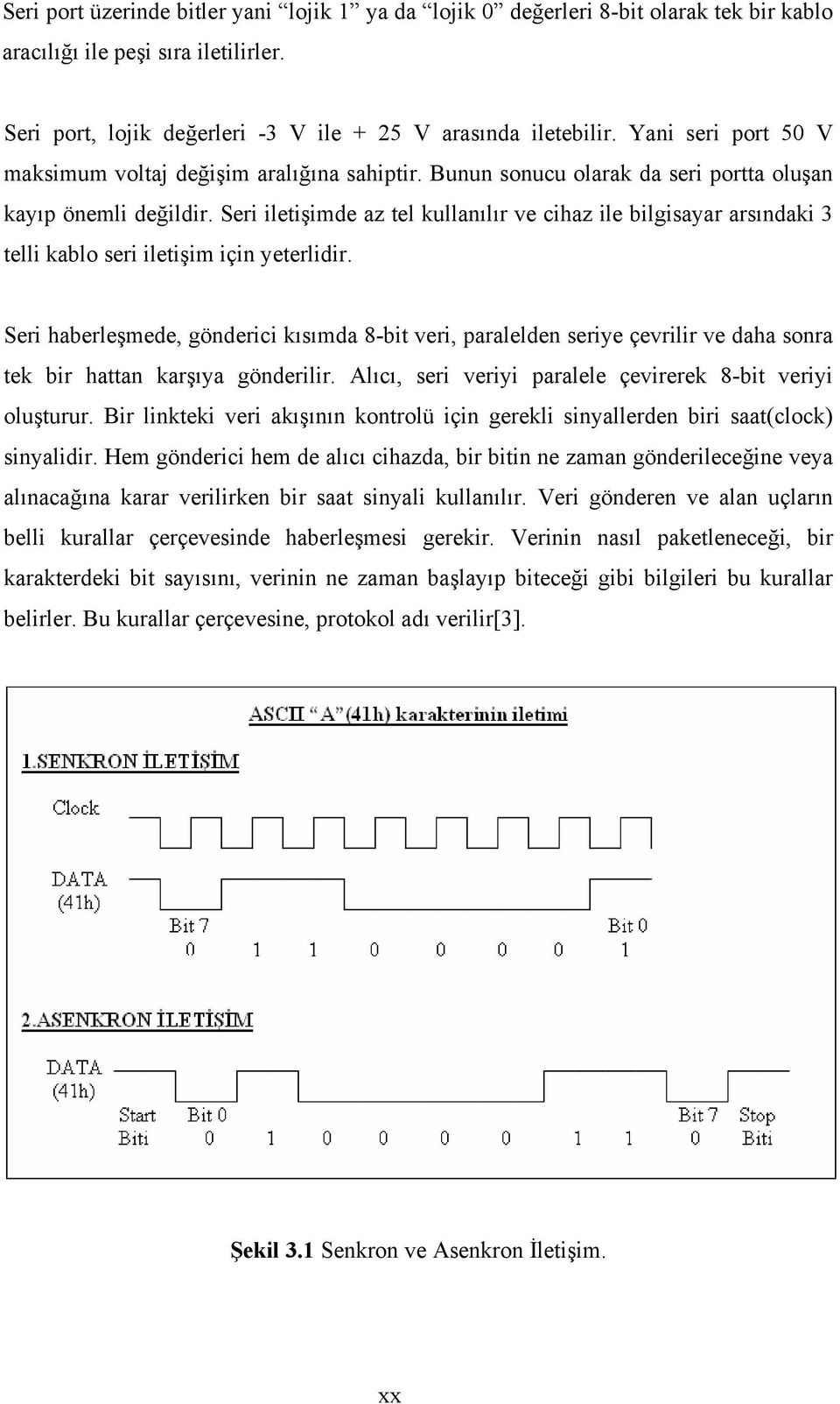 Seri iletişimde az tel kullanılır ve cihaz ile bilgisayar arsındaki 3 telli kablo seri iletişim için yeterlidir.