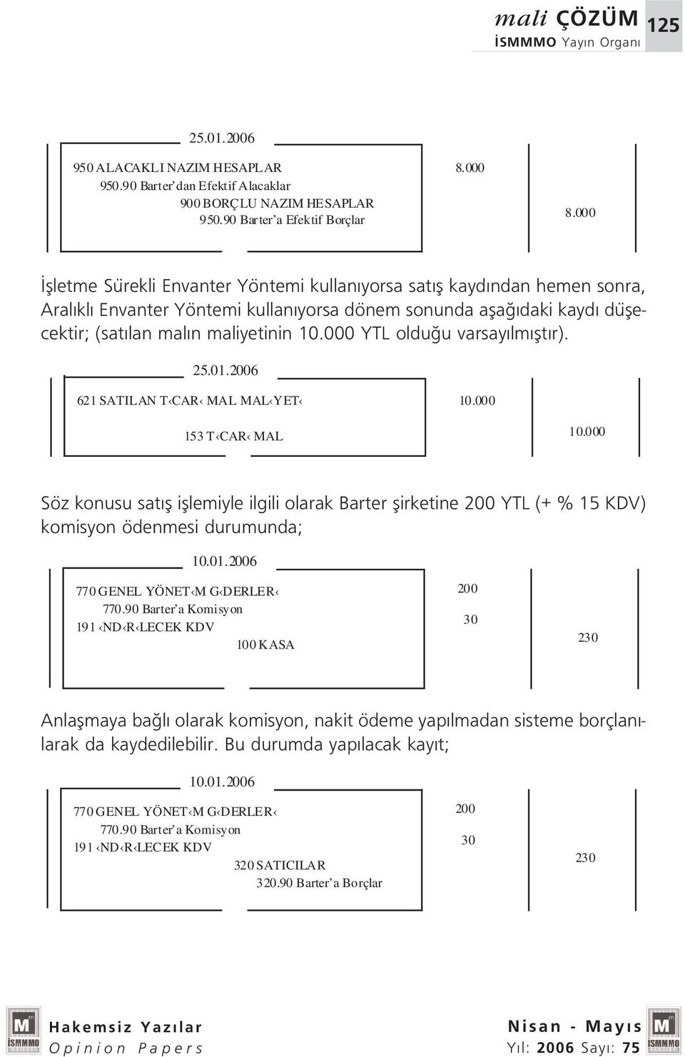 000 YTL oldu u varsay lm flt r). 25.01.2006 621 SATILAN T CAR MAL MAL YET 10.000 153 T CAR MAL 10.