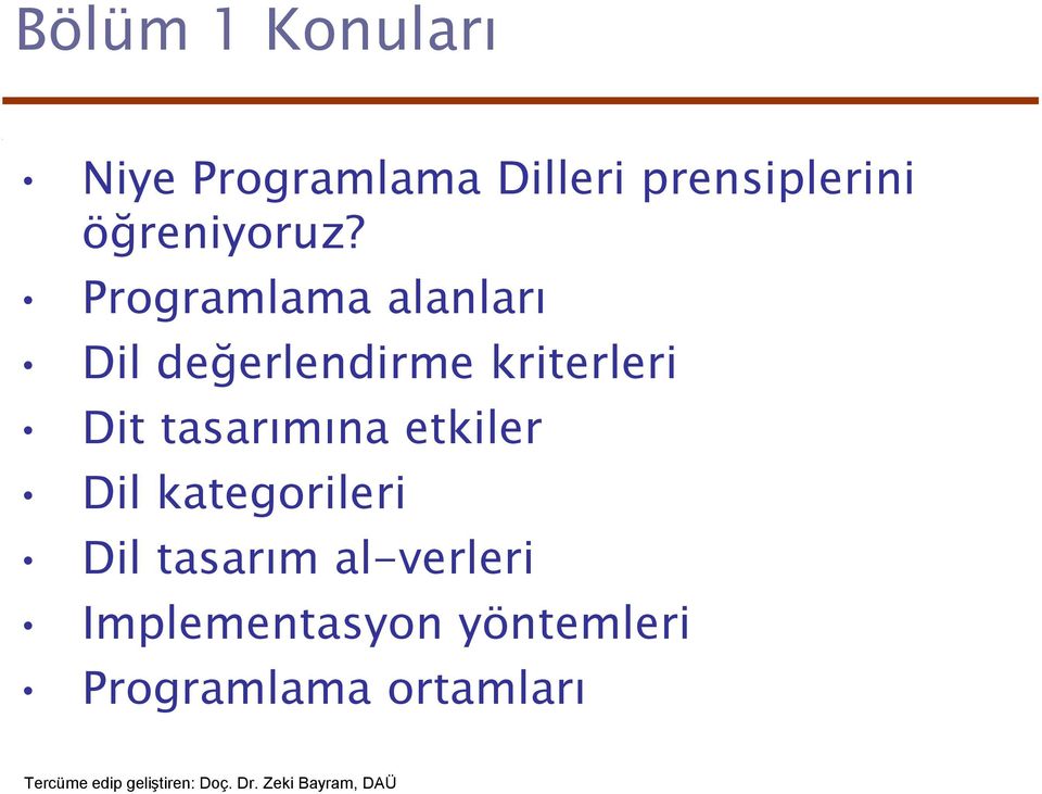 Programlama alanları Dil değerlendirme kriterleri Dit