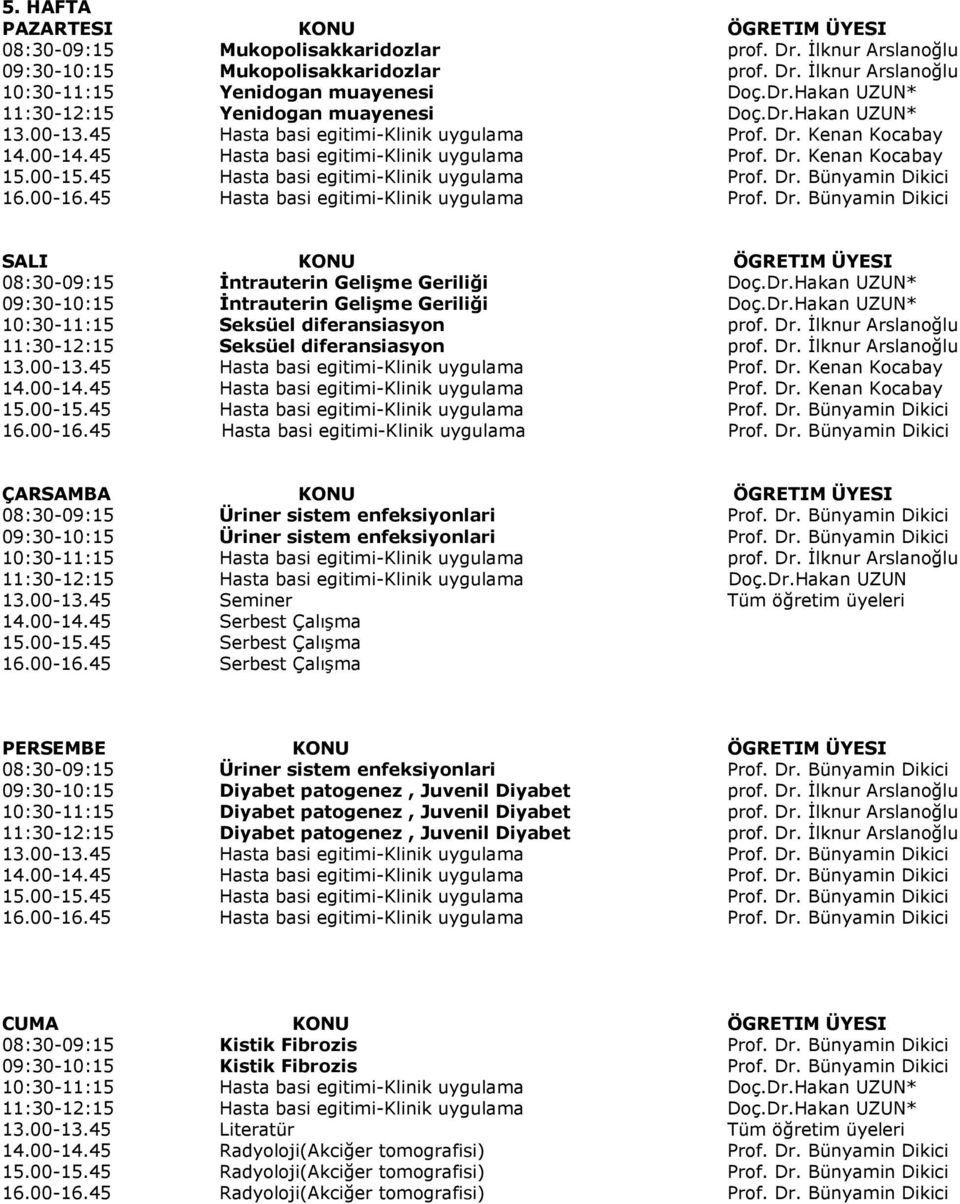 45 Hasta basi egitimi-klinik uygulama Prof. Dr. Bünyamin Dikici 16.00-16.45 Hasta basi egitimi-klinik uygulama Prof. Dr. Bünyamin Dikici SALI KONU ÖGRETIM ÜYESI İntrauterin Gelişme Geriliği Doç.Dr.Hakan UZUN* İntrauterin Gelişme Geriliği Doç.