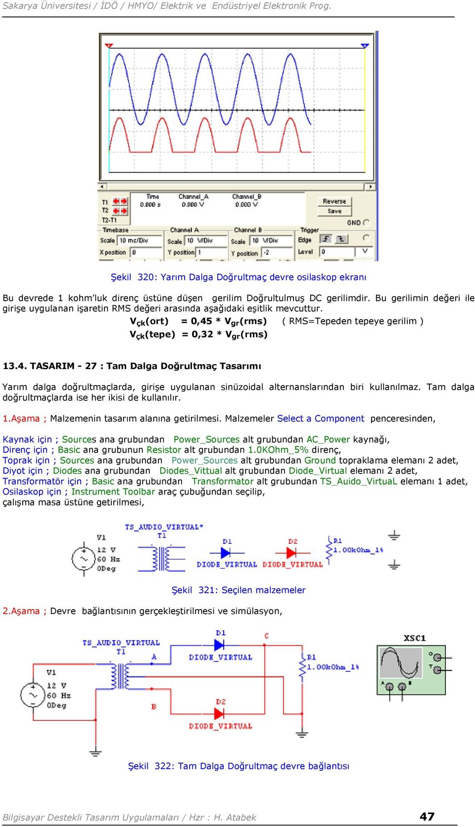 * V gr (rms) ( RMS=Tepeden tepeye gerilim ) V çk (tepe) = 0,32 * V gr (rms) 13.4.