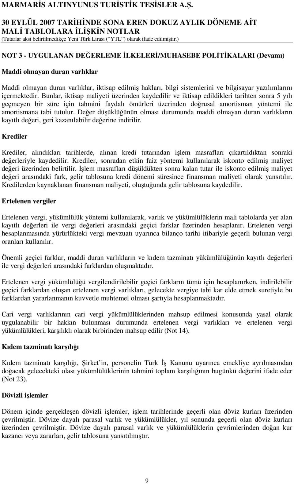 Bunlar, iktisap maliyeti üzerinden kaydedilir ve iktisap edildikleri tarihten sonra 5 yılı geçmeyen bir süre için tahmini faydalı ömürleri üzerinden doğrusal amortisman yöntemi ile amortismana tabi