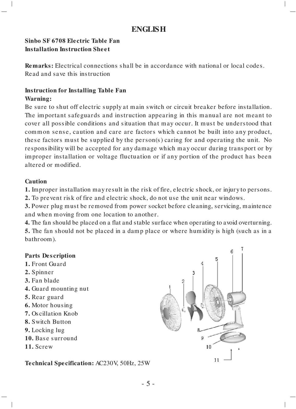 The important safeguards and instruction appearing in this manual are not meant to cover all possible conditions and situation that may occur.