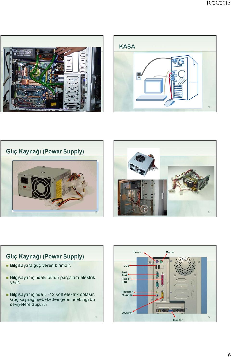 Bilgisayar içinde 5-12 volt elektrik dolaşır.