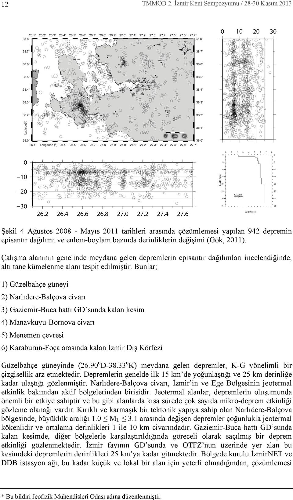 Bunlar; 1) Güzelbahçe güneyi 2) Narl dere-balçova civar 3) Gaziemir-Buca hatt GD sunda kalan kesim 4) Manavkuyu-Bornova civar 5) Menemen çevresi 6) Karaburun-Foça aras nda kalan İzmir D ş Körfezi